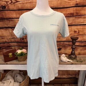 Unisex Life is Good Light Blue Nautical Themed Short Sleeve Tee Size S